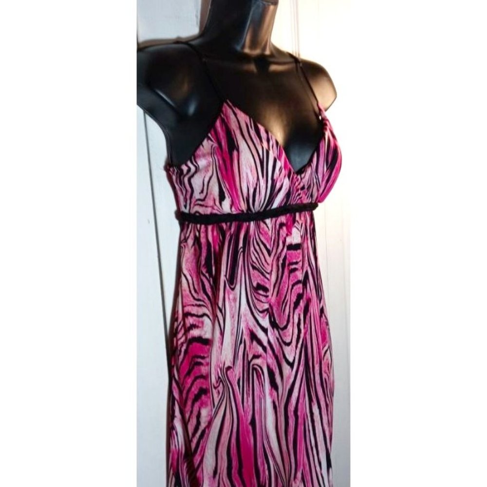 PINK AND BLACK PRINT SPAGHETTI STRAP FLOWY TOP SZ XL
